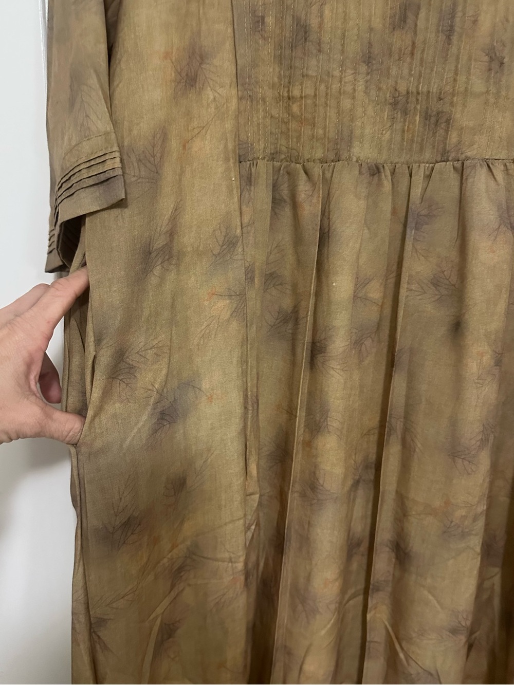 NWT 3 Fat Men Abstract Tie-Dye Linen Midi Dress Lagenlook Oversized One Size - Picture 5 of 6